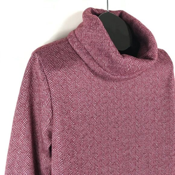 Lands' End Cowlneck Fleece Tunic Sweater Women's Large / 14-16 Herringbone Cozy - Picture 5 of 13